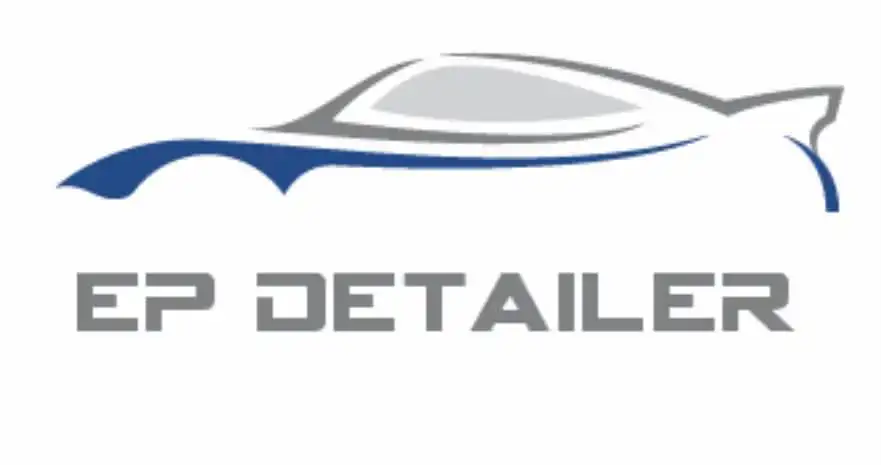 The logo for EP Detailer is the outline of a sports car that has been cleaned and detailed by Eddy Potts. It has the words EP Detailer underneath. This variation also has a white background on the logo.